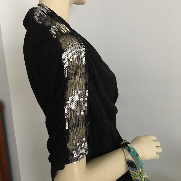 Free People cardigan style shrug with sequined shoulders size Small - Picture 1 of 3